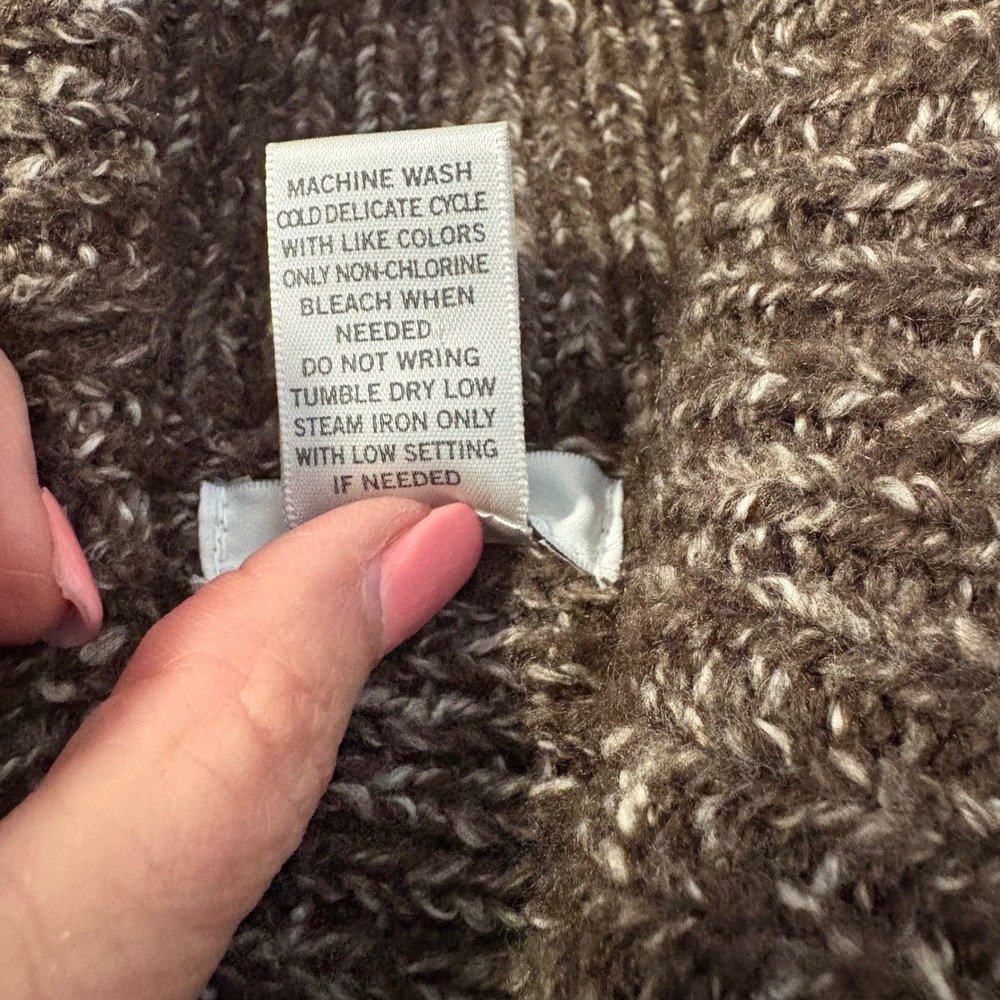 Cache Brown Marled Knit Shawl Collar Cardigan Sweater Side Buckle Wrap Womens M - Picture 9 of 11